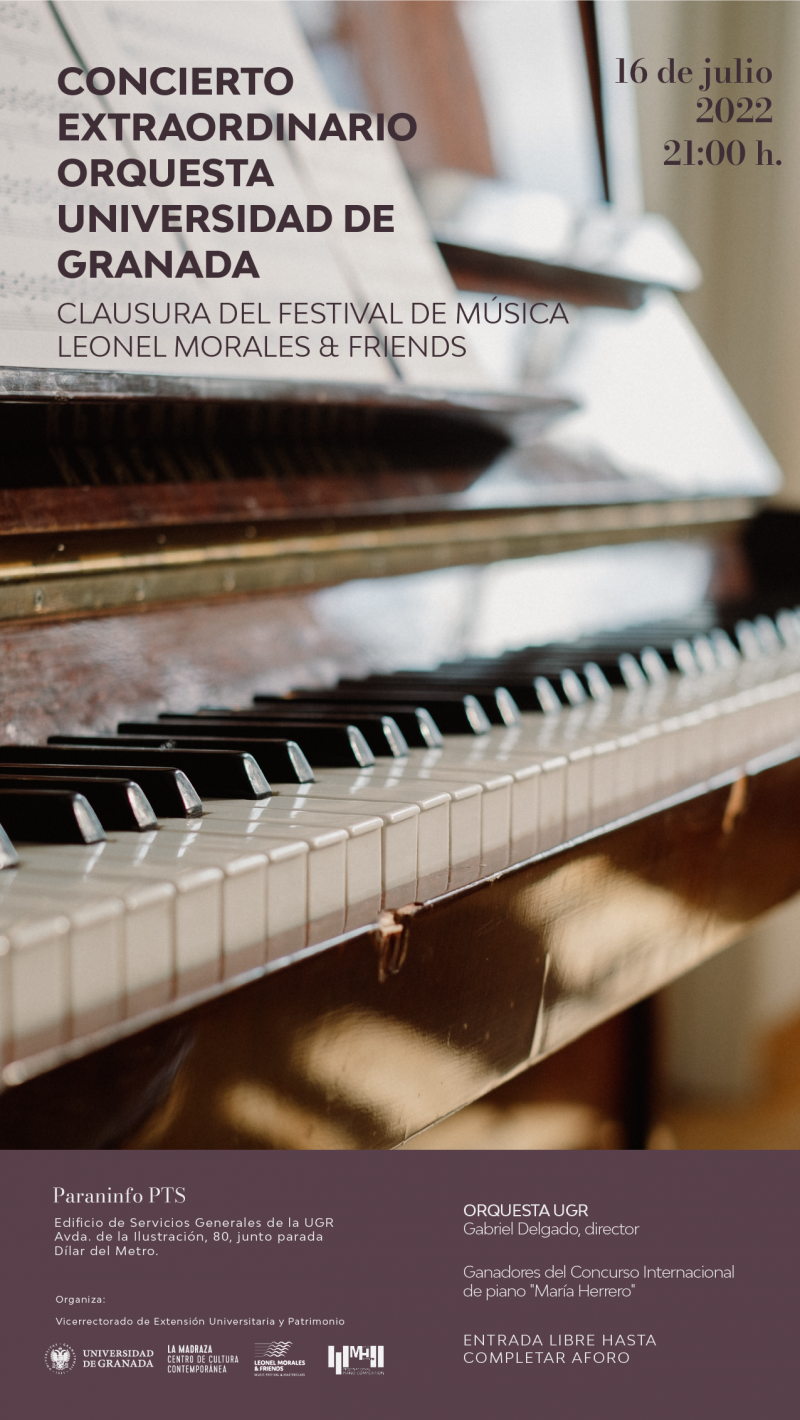 Cartel anunciador de la actividad en el que aparece una fotografía de las teclas de un piano