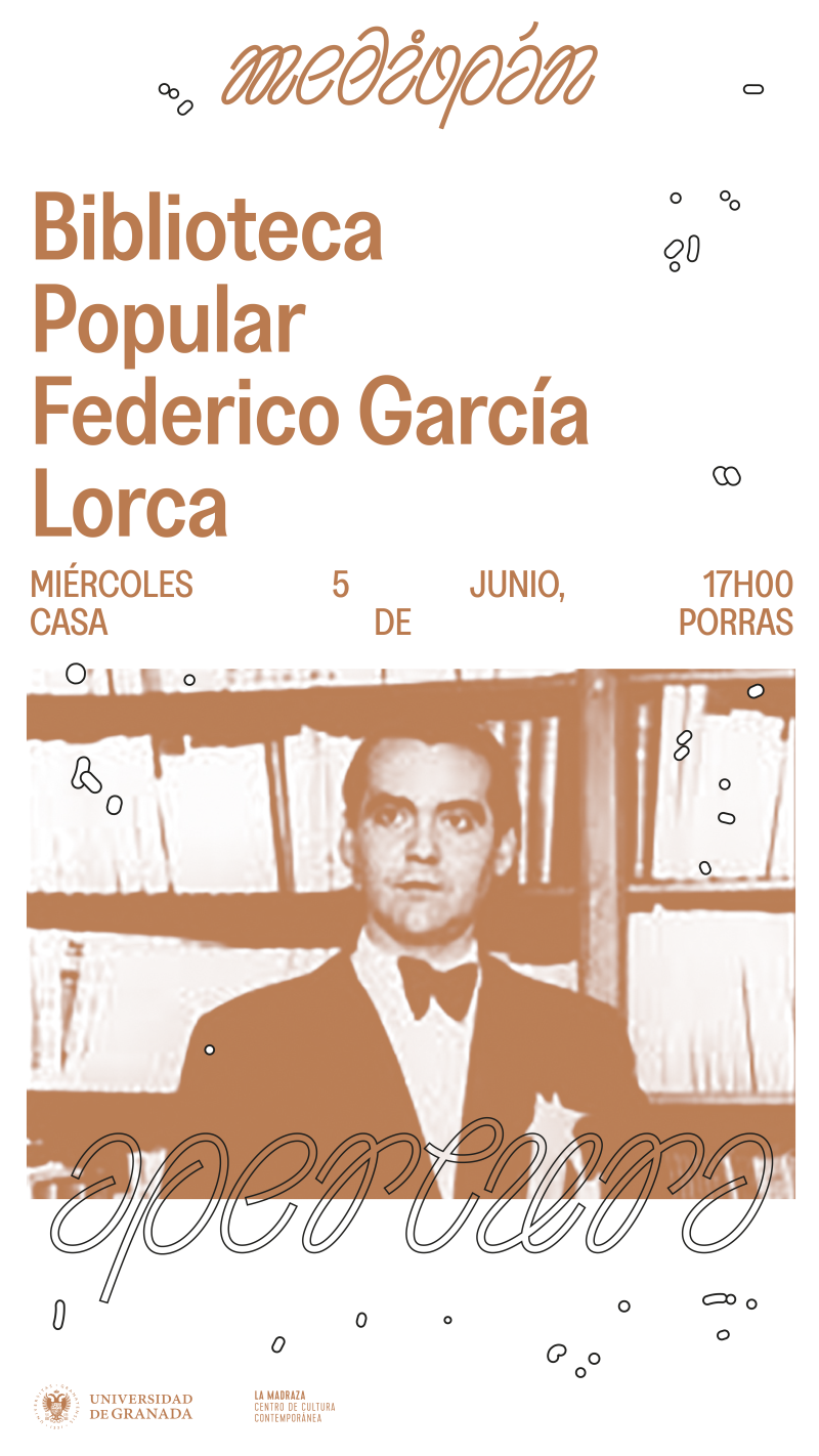 Biblioteca Popular Federico García Lorca Cartel en el que aparece una imagen de Federico García Lorca