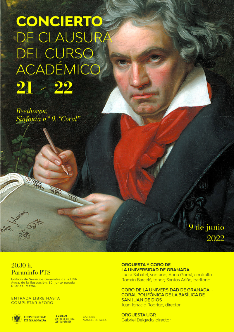 Retrato de Beethoven Cartel anunciador del concierto en el que aparece un retrato de Beethoven