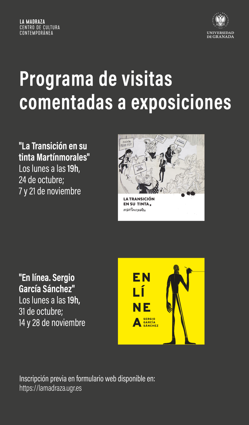 Visitas comentadas Martínmorales y En línea Cartel de la actividad en el que figura el programa de las diferentes visitas