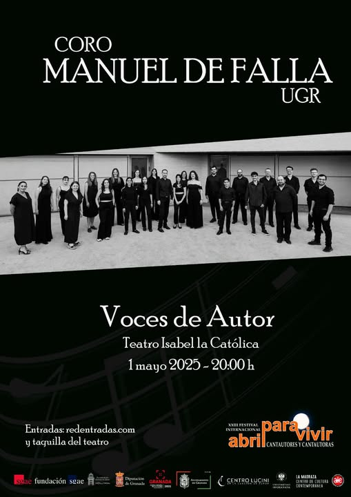 Cartel de la actividad en el que aparece una Fotografía de los miembros del coro de la ugr