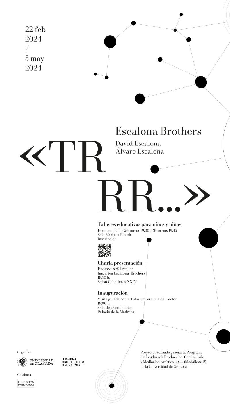 Exposición TRRR... Puntos negros unidos por líneas sobre fondo blanco