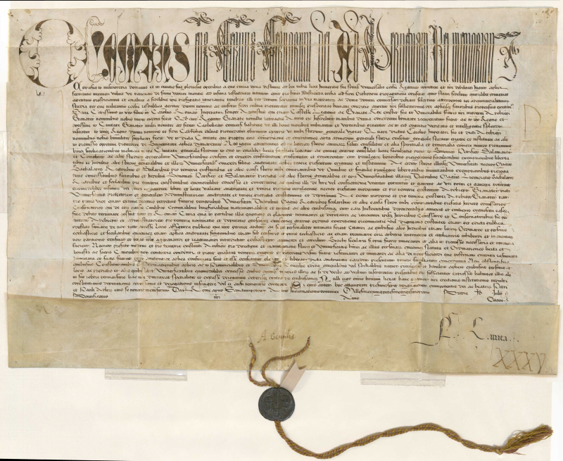Horizonte V Centenario 2024 Imagen de la bula papal para la fundación de la Universidad de Granada