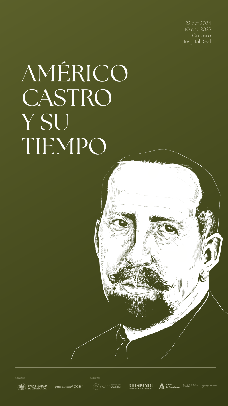 Cartel exposición Américo Castro UGR Ilustración de Américo Castro