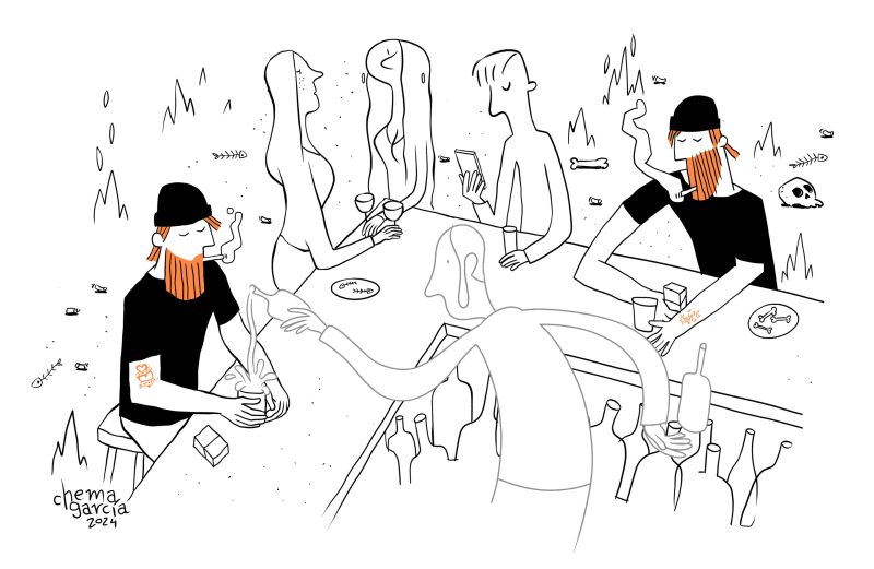 Basado en hechos de bares Viñeta de una escena en la barra de un bar