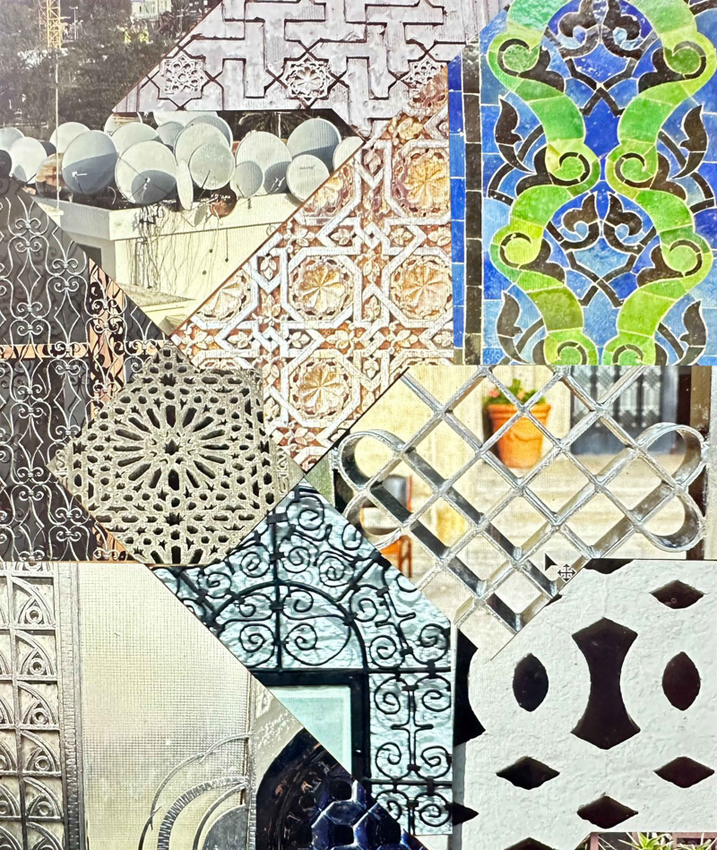 Maqamat Jonda Collage con piezas de la exposición