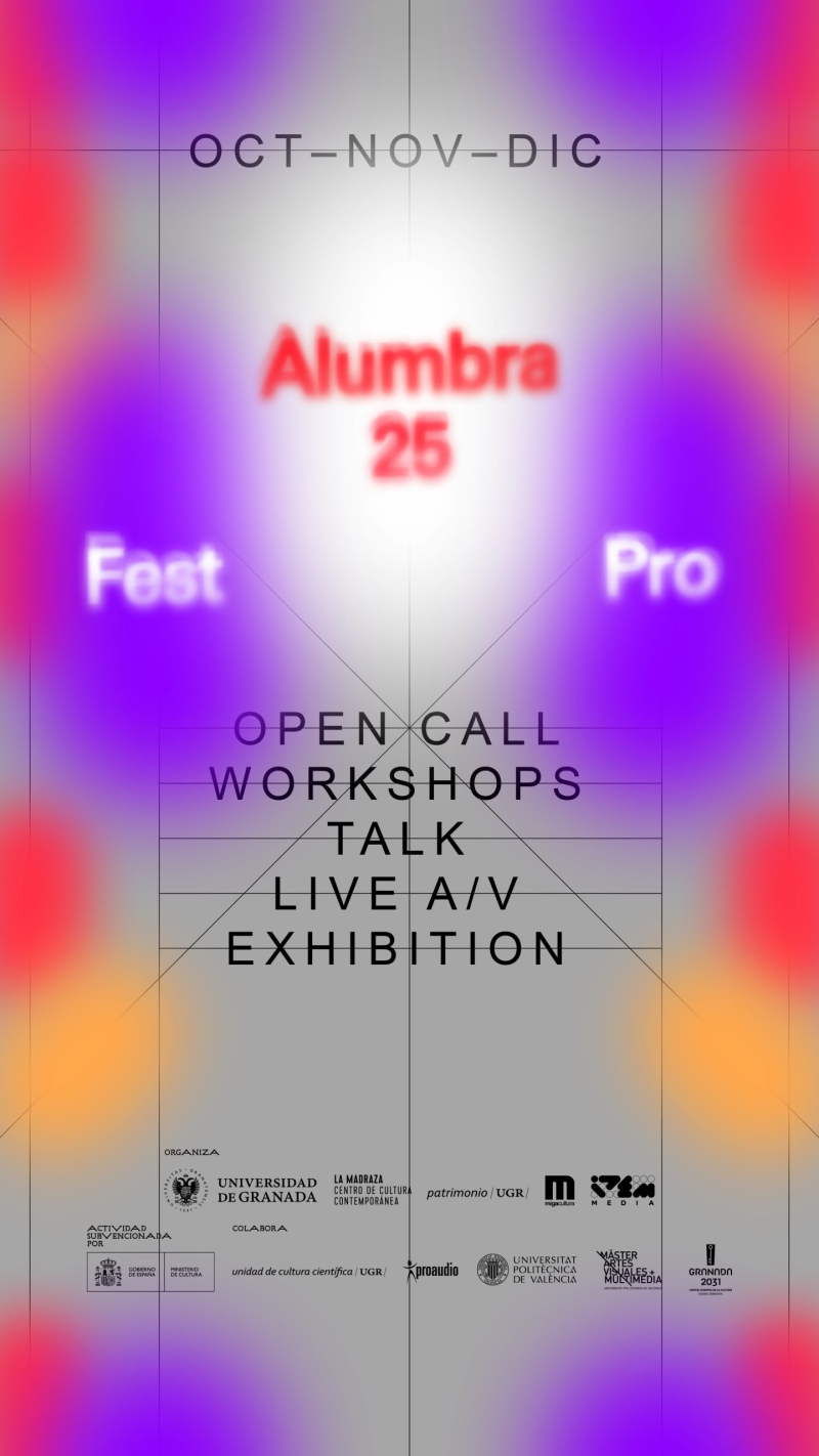 ALUMBRA 25-26/31 Imagen abstracta en la que aparecen unas líneas de color morado sobre fondo negro